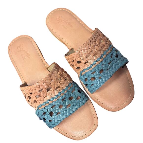 ANTHROPOLOGIE SEYCHELLES Everlasting Sandal Leather Braided Color Block Tan NEW - Picture 1 of 7